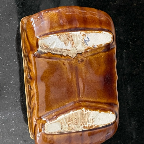 VINTAGE 1960s planter pot - BULB SUCCULENT PLANTER 6” Amber / brown drip glaze - Picture 9 of 9